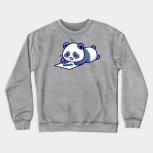 Cute Panda Drawing Bamboo On Paper Cartoon Crewneck Sweatshirt